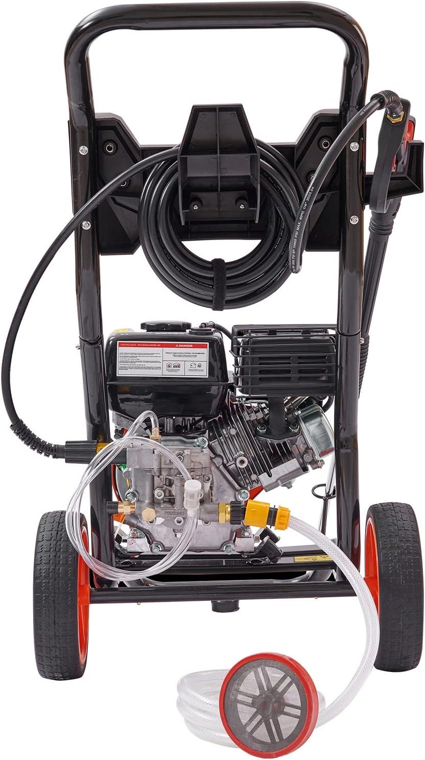 image:imageVEVOR Gas Pressure Washer 2900 PSI and 185 Max GPM Upgrade Aluminum Pump with Spray Gun and Wand 4 Nozzle Set Gas Powered Pressure Washer for Cars Fences Driveways Homes Patios Furniture3400 PSI