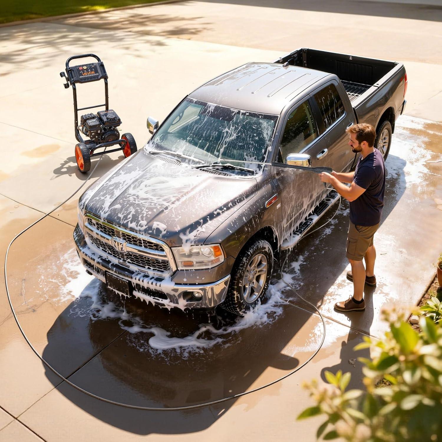 image:imageVEVOR Gas Pressure Washer 2900 PSI and 185 Max GPM Upgrade Aluminum Pump with Spray Gun and Wand 4 Nozzle Set Gas Powered Pressure Washer for Cars Fences Driveways Homes Patios Furniture2900PSI Horizontal