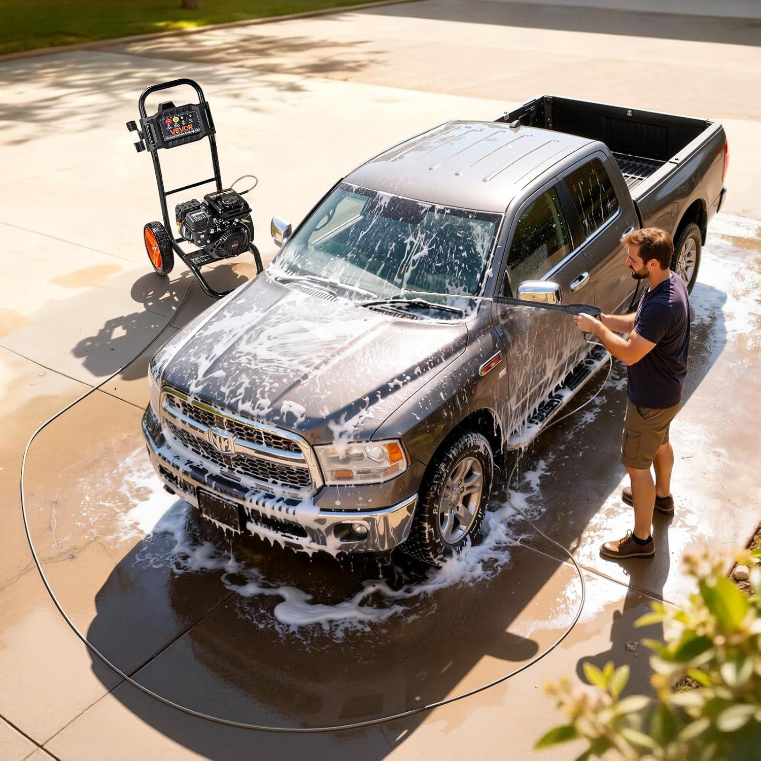 image:imageVEVOR Gas Pressure Washer 2900 PSI and 185 Max GPM Upgrade Aluminum Pump with Spray Gun and Wand 4 Nozzle Set Gas Powered Pressure Washer for Cars Fences Driveways Homes Patios Furniture2900PSI Vertical