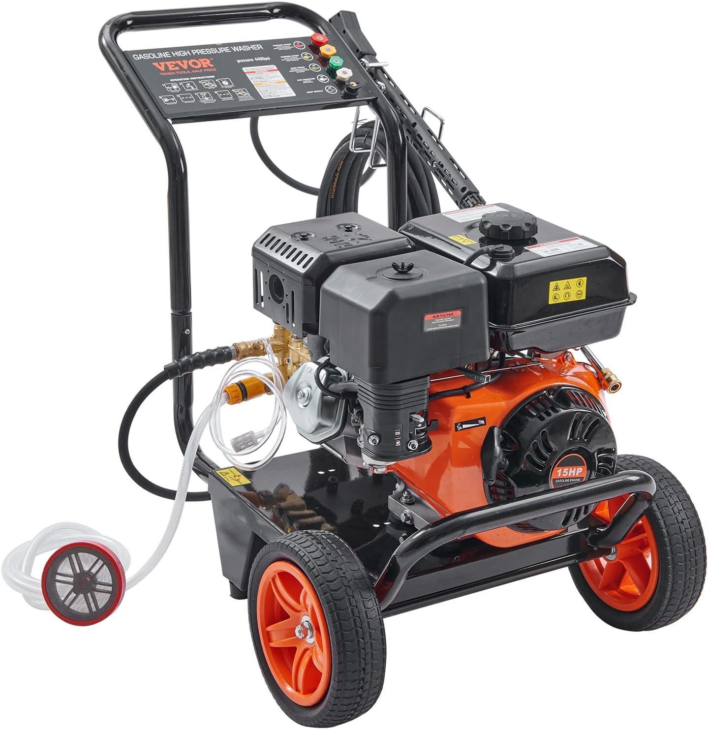 image:imageVEVOR Gas Pressure Washer 2900 PSI and 185 Max GPM Upgrade Aluminum Pump with Spray Gun and Wand 4 Nozzle Set Gas Powered Pressure Washer for Cars Fences Driveways Homes Patios Furniture4400PSI