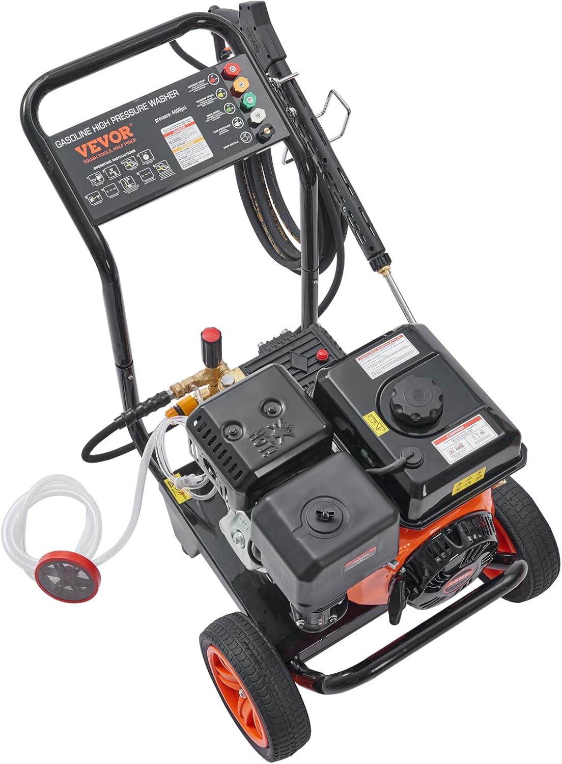 image:imageVEVOR Gas Pressure Washer 2900 PSI and 185 Max GPM Upgrade Aluminum Pump with Spray Gun and Wand 4 Nozzle Set Gas Powered Pressure Washer for Cars Fences Driveways Homes Patios Furniture4400PSI