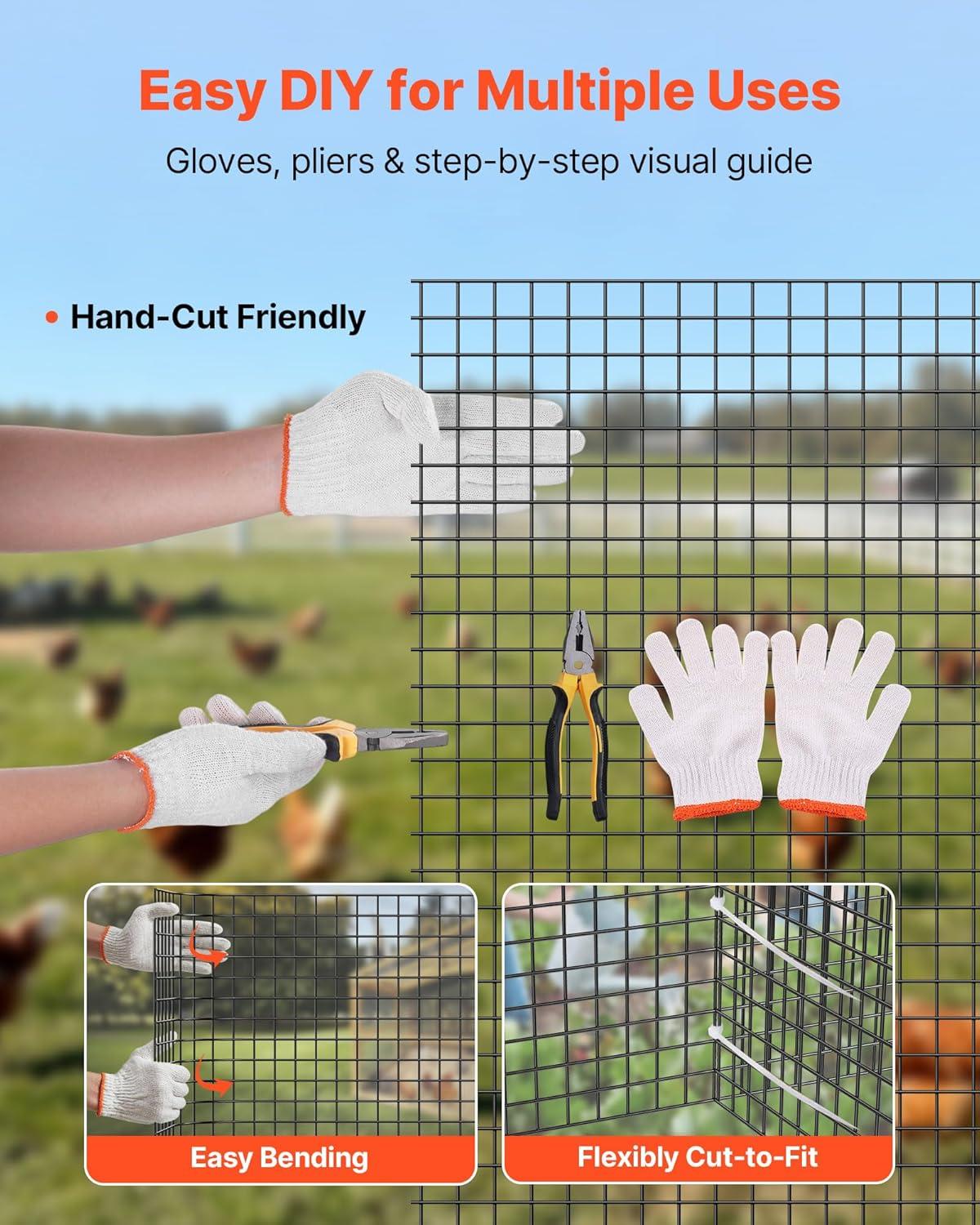 image:imageVEVOR Hardware Cloth 48 x 50 12inch Galvanized Wire Mesh Roll 19 Gauge Chicken Wire Fence Roll Vinyl Coating Metal Wire Mesh for Chicken Coop Barrier Rabbit Snake Fences Poultry Enclosures60in50ft