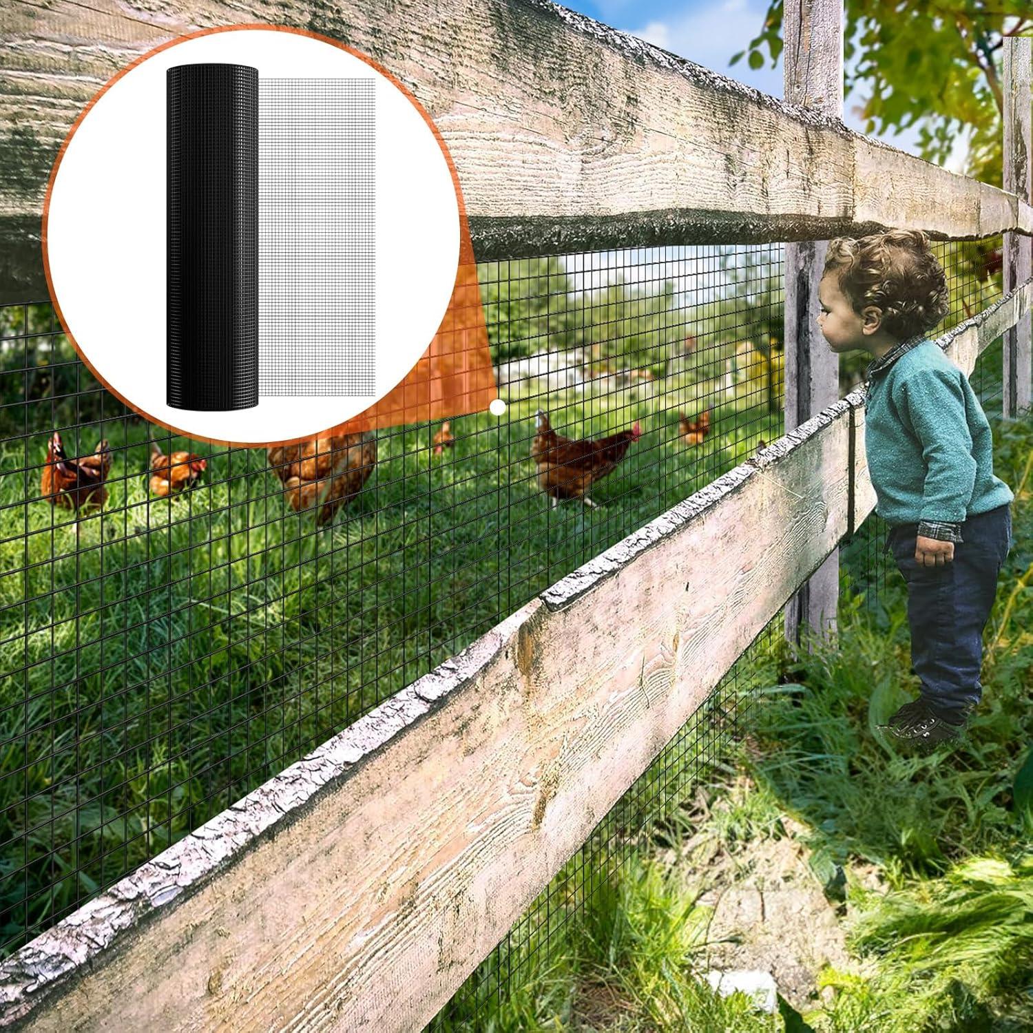 image:imageVEVOR Hardware Cloth 48 x 50 12inch Galvanized Wire Mesh Roll 19 Gauge Chicken Wire Fence Roll Vinyl Coating Metal Wire Mesh for Chicken Coop Barrier Rabbit Snake Fences Poultry Enclosures12inch 48 X 100