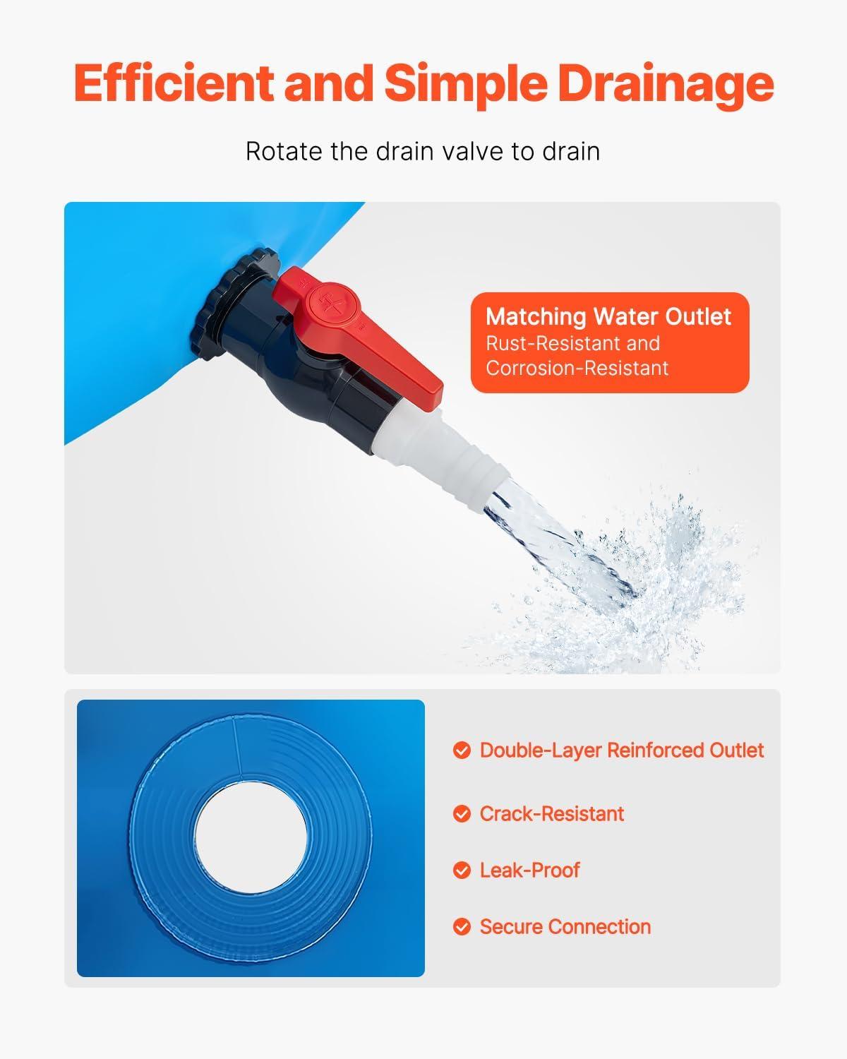 image:imageVEVOR KOI Aquarium Tank Above Ground Fish Pond 127 Gallon Foldable Canvas Fish Pool Pond with Clear Viewing Panel OutdoorIndoor No Dig Turtle Goldfish Pond with 304SS Frame and Drain ValveRoundBlue