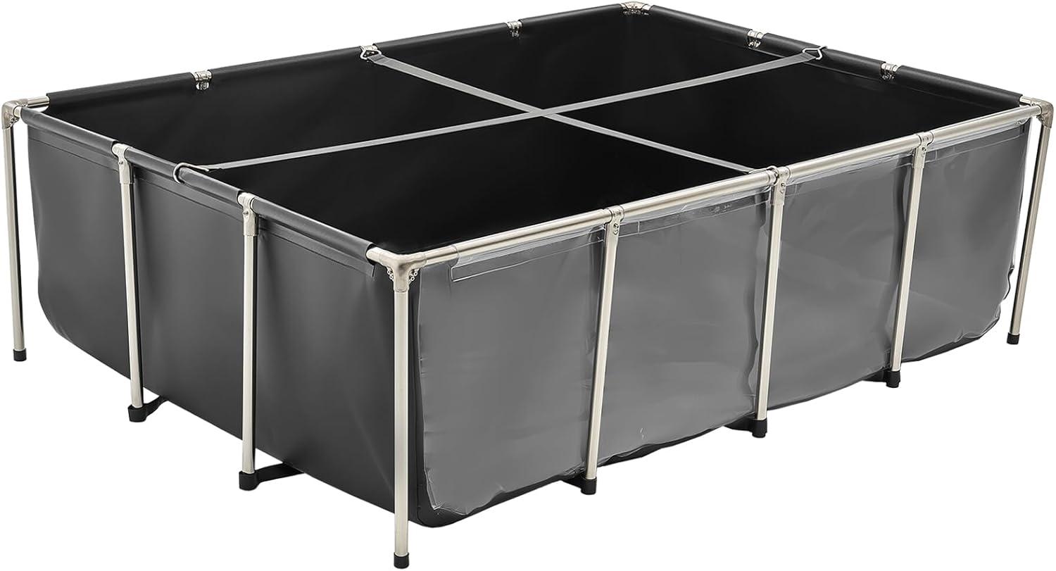 image:imageVEVOR KOI Aquarium Tank Above Ground Fish Pond 127 Gallon Foldable Canvas Fish Pool Pond with Clear Viewing Panel OutdoorIndoor No Dig Turtle Goldfish Pond with 304SS Frame and Drain ValveWith Clear Panel