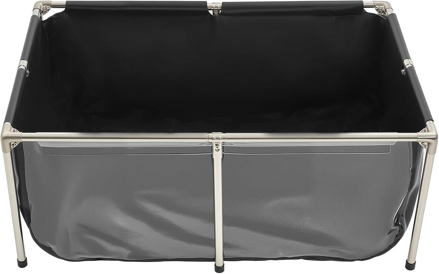 image:imageVEVOR KOI Aquarium Tank Above Ground Fish Pond 127 Gallon Foldable Canvas Fish Pool Pond with Clear Viewing Panel OutdoorIndoor No Dig Turtle Goldfish Pond with 304SS Frame and Drain ValveWith Clear Panel