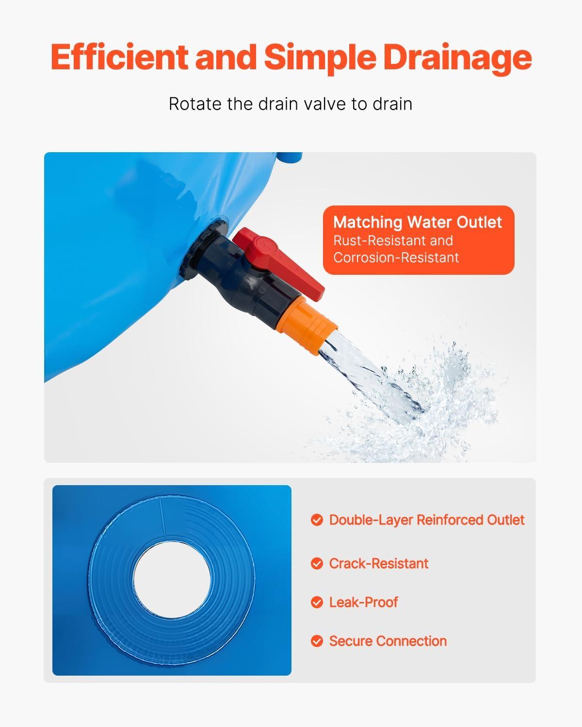 image:imageVEVOR KOI Aquarium Tank Above Ground Fish Pond 127 Gallon Foldable Canvas Fish Pool Pond with Clear Viewing Panel OutdoorIndoor No Dig Turtle Goldfish Pond with 304SS Frame and Drain ValveRoundBlue
