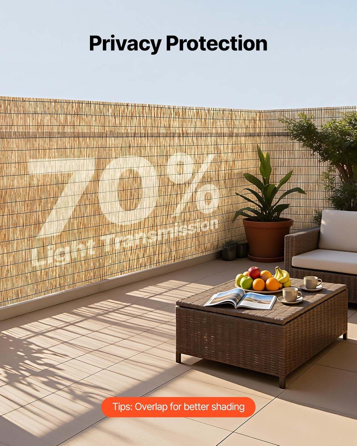 image:imageVEVOR Natural Reed Fencing 558 x 164 ft Decorative Natural Reed Fencing Roll Decorative Fence for Backyard Garden Divider Privacy Screen Panel Curtain for Balcony Patio Garden Backyard OutdoorNatural