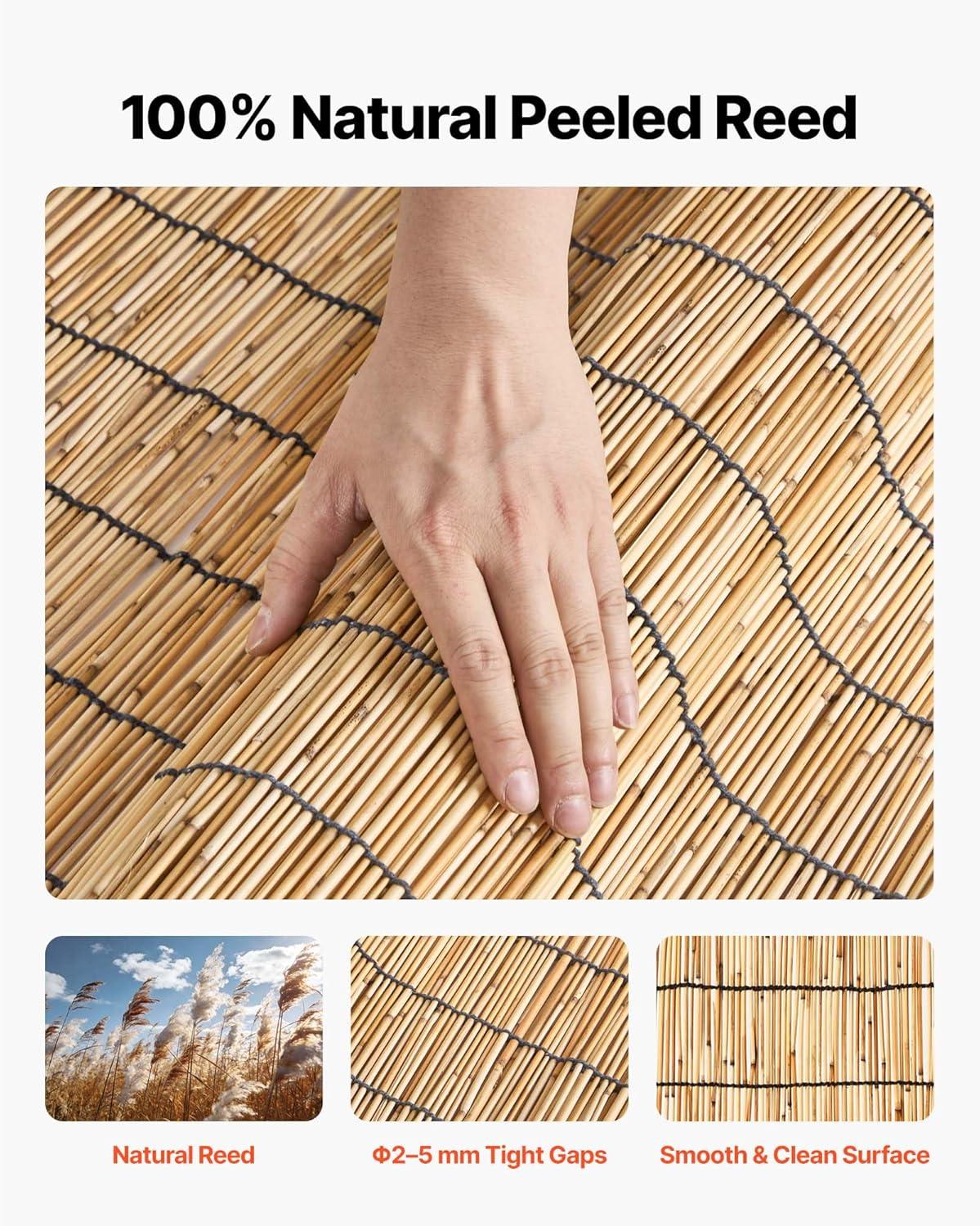 image:imageVEVOR Natural Reed Fencing 558 x 164 ft Decorative Natural Reed Fencing Roll Decorative Fence for Backyard Garden Divider Privacy Screen Panel Curtain for Balcony Patio Garden Backyard OutdoorNatural