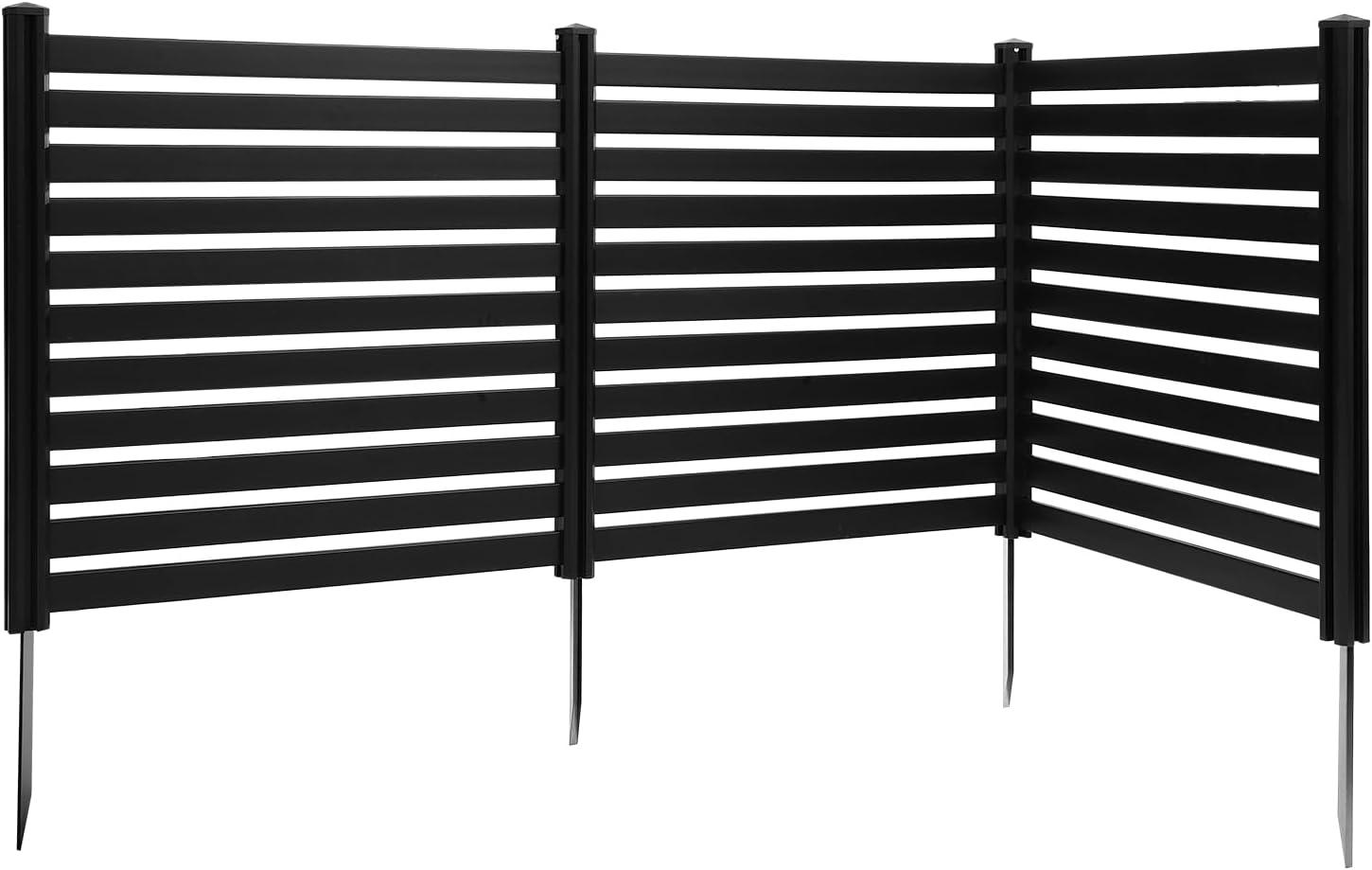 image:imageVEVOR Outdoor Privacy Screens 50 W x 50 H Air Conditioner Fence Pool Equipment Enclosure Horizontal Vinyl Privacy Fence Perfect to Enclose Trash Can and AC Units 2PanelBlack