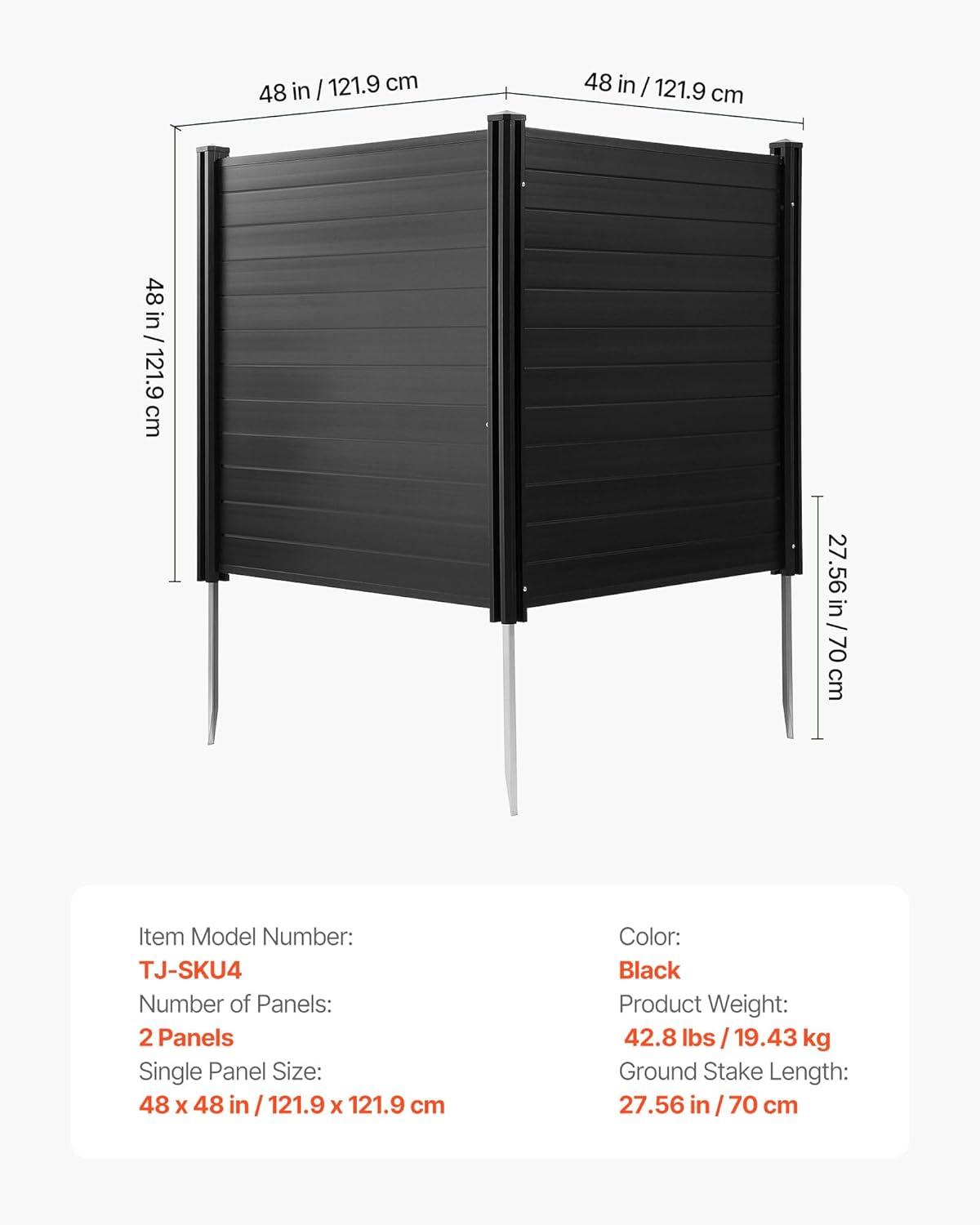image:imageVEVOR Outdoor Privacy Screens 50 W x 50 H Air Conditioner Fence Pool Equipment Enclosure Horizontal Vinyl Privacy Fence Perfect to Enclose Trash Can and AC Units 2PanelBlack