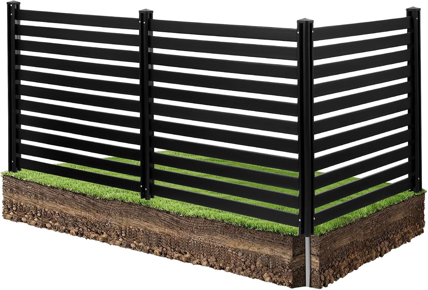 image:imageVEVOR Outdoor Privacy Screens 50 W x 50 H Air Conditioner Fence Pool Equipment Enclosure Horizontal Vinyl Privacy Fence Perfect to Enclose Trash Can and AC Units 2PanelBlack