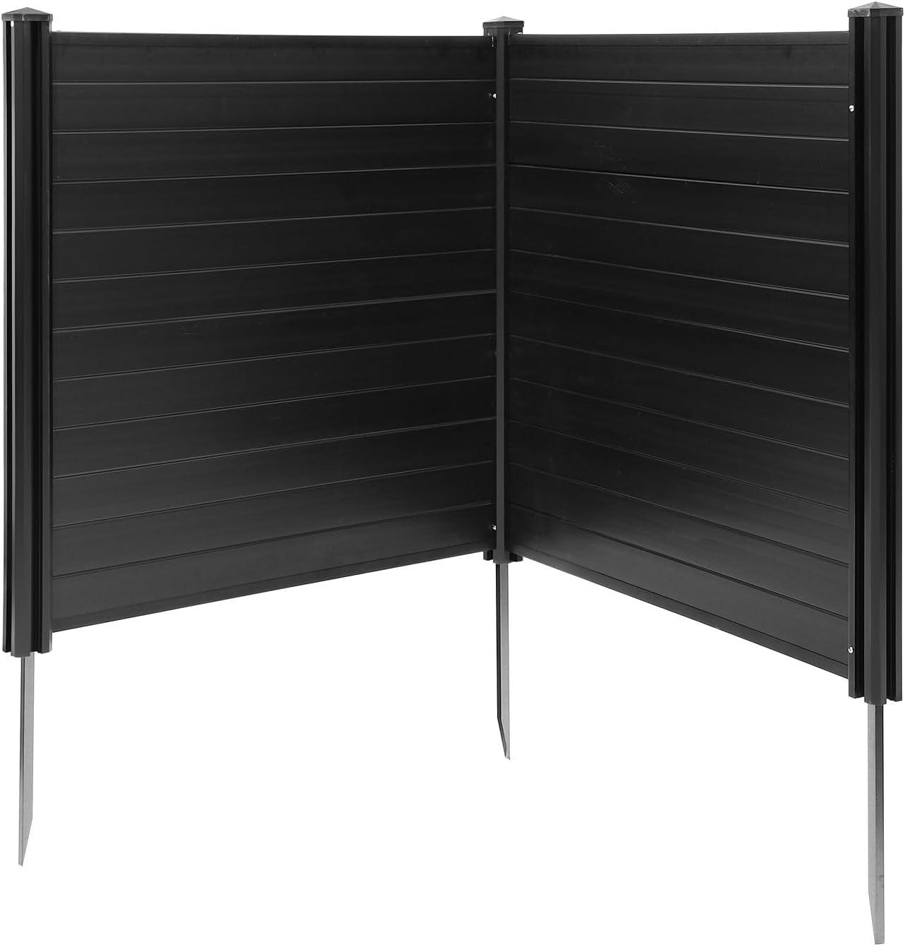 image:imageVEVOR Outdoor Privacy Screens 50 W x 50 H Air Conditioner Fence Pool Equipment Enclosure Horizontal Vinyl Privacy Fence Perfect to Enclose Trash Can and AC Units 2PanelBlack