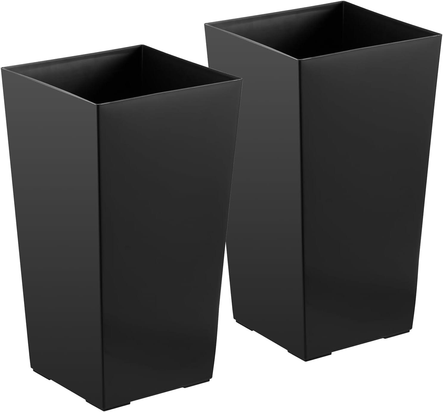 image:imageVEVOR Set of 2 Tall Outdoor Planters 21 H Round Large Planters for Front Porch and Patio Stone Finish Flower Tree Plant PotsBlack