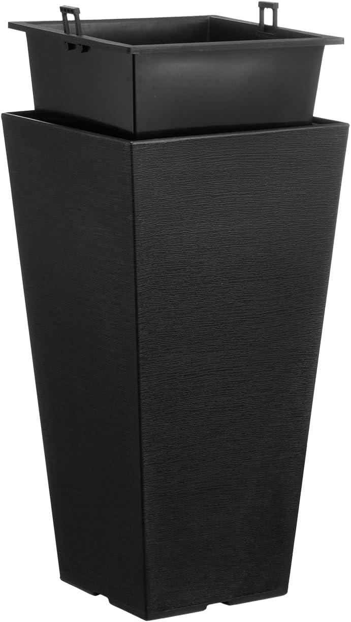 image:imageVEVOR Set of 2 Tall Outdoor Planters 21 H Round Large Planters for Front Porch and Patio Stone Finish Flower Tree Plant PotsBlack