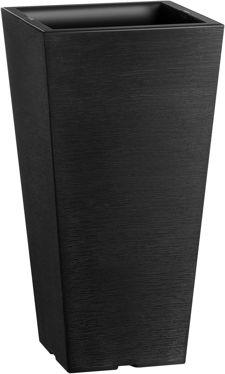 image:imageVEVOR Set of 2 Tall Outdoor Planters 21 H Round Large Planters for Front Porch and Patio Stone Finish Flower Tree Plant PotsBlack