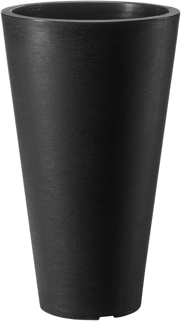 image:imageVEVOR Set of 2 Tall Outdoor Planters 21 H Round Large Planters for Front Porch and Patio Stone Finish Flower Tree Plant PotsBlack