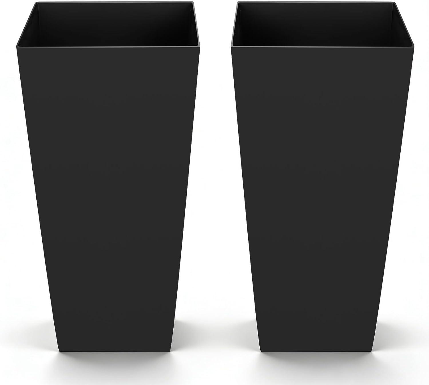 image:imageVEVOR Set of 2 Tall Outdoor Planters 21 H Round Large Planters for Front Porch and Patio Stone Finish Flower Tree Plant PotsBlack