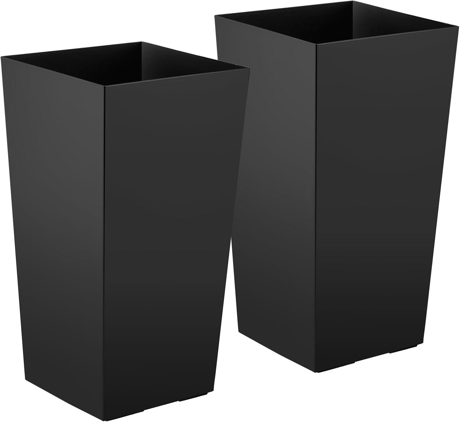 image:imageVEVOR Set of 2 Tall Outdoor Planters 21 H Round Large Planters for Front Porch and Patio Stone Finish Flower Tree Plant PotsBlack