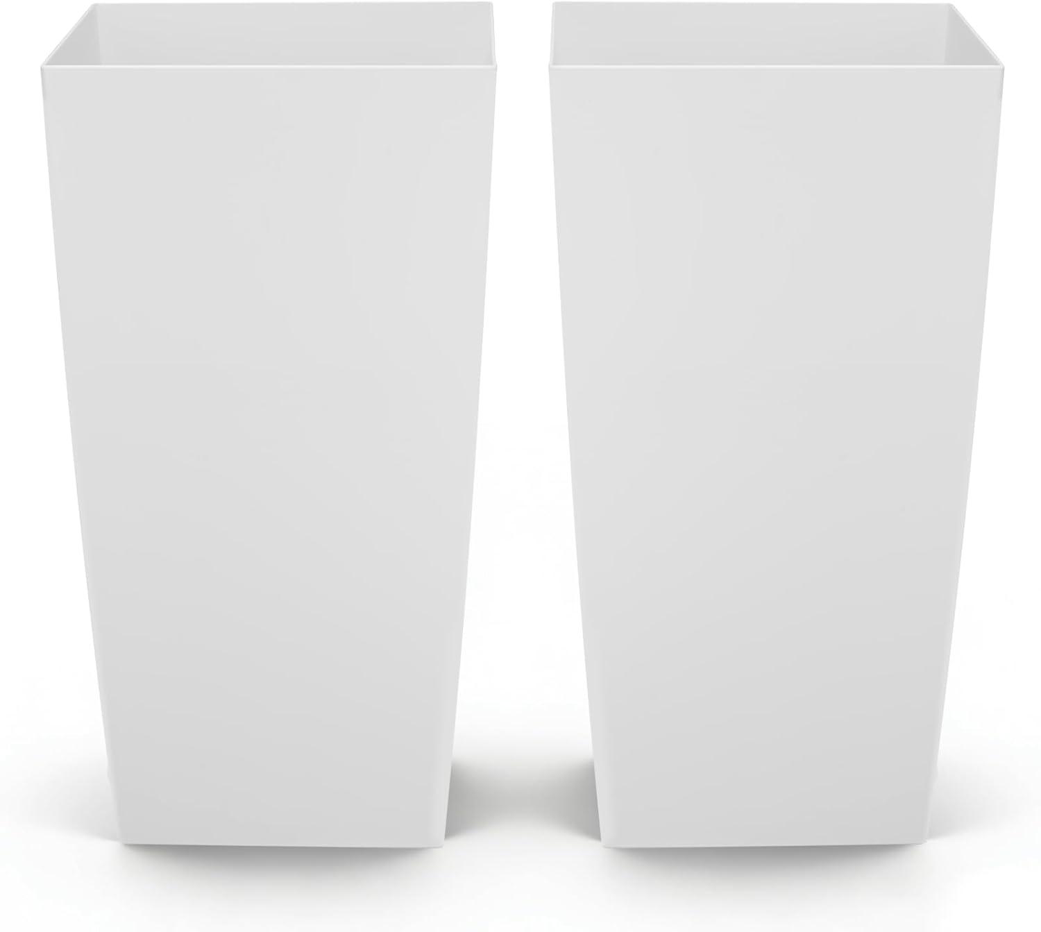 image:imageVEVOR Set of 2 Tall Outdoor Planters 21 H Round Large Planters for Front Porch and Patio Stone Finish Flower Tree Plant PotsWhite