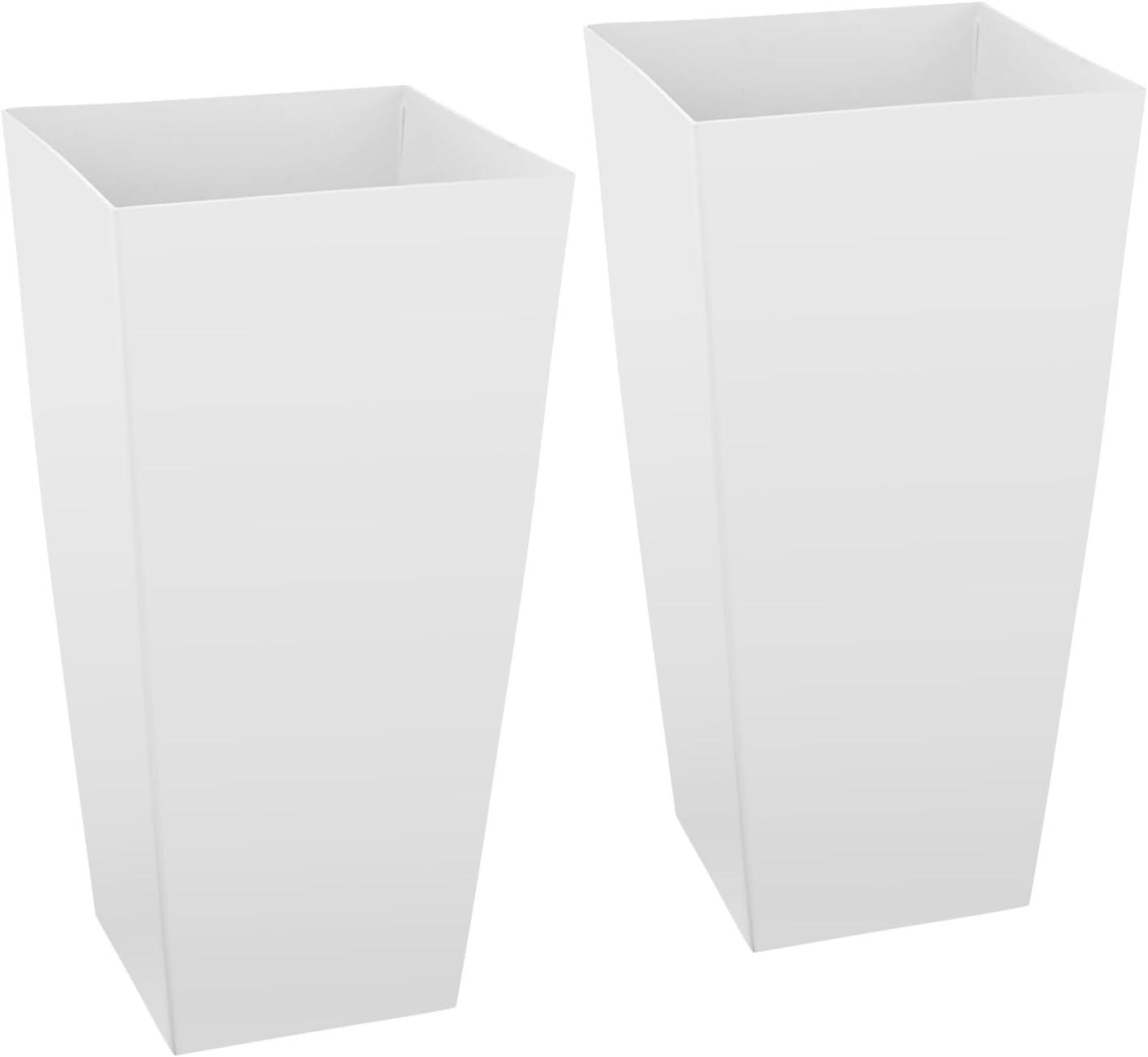 image:imageVEVOR Set of 2 Tall Outdoor Planters 21 H Round Large Planters for Front Porch and Patio Stone Finish Flower Tree Plant PotsWhite