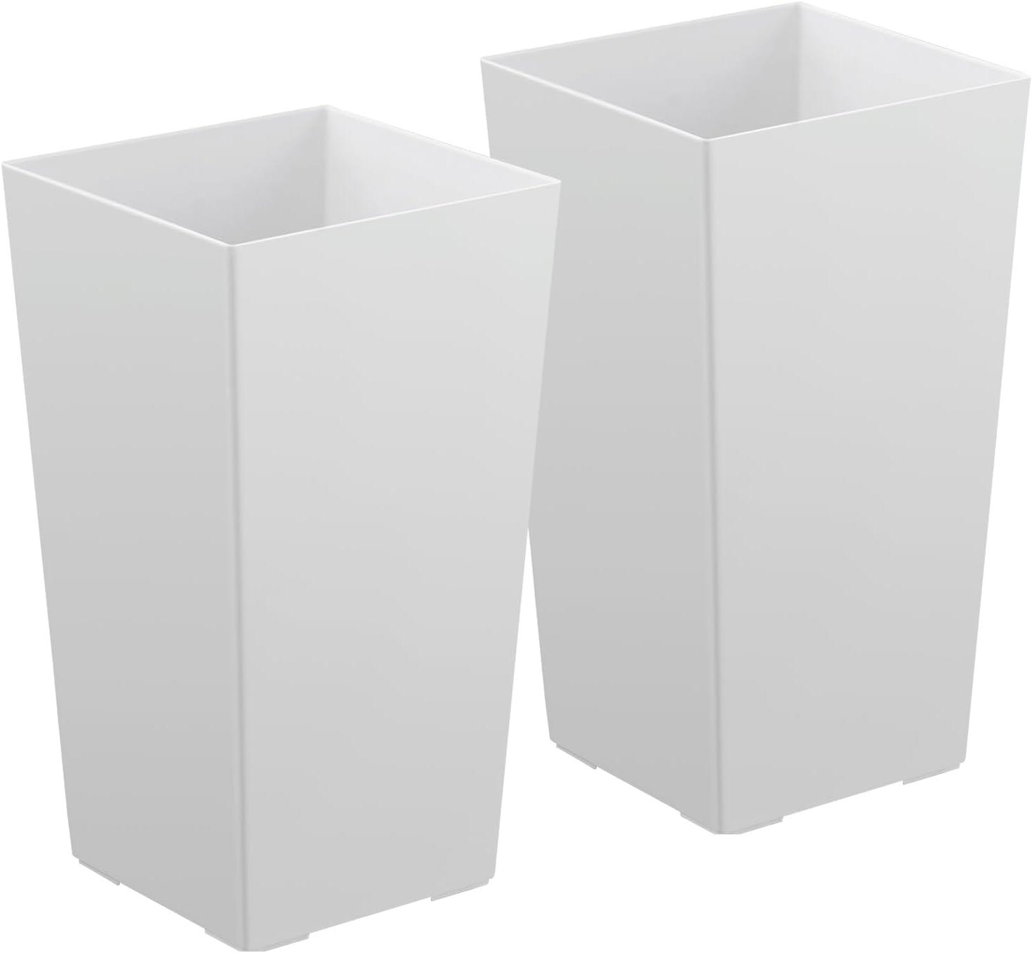 image:imageVEVOR Set of 2 Tall Outdoor Planters 21 H Round Large Planters for Front Porch and Patio Stone Finish Flower Tree Plant PotsWhite