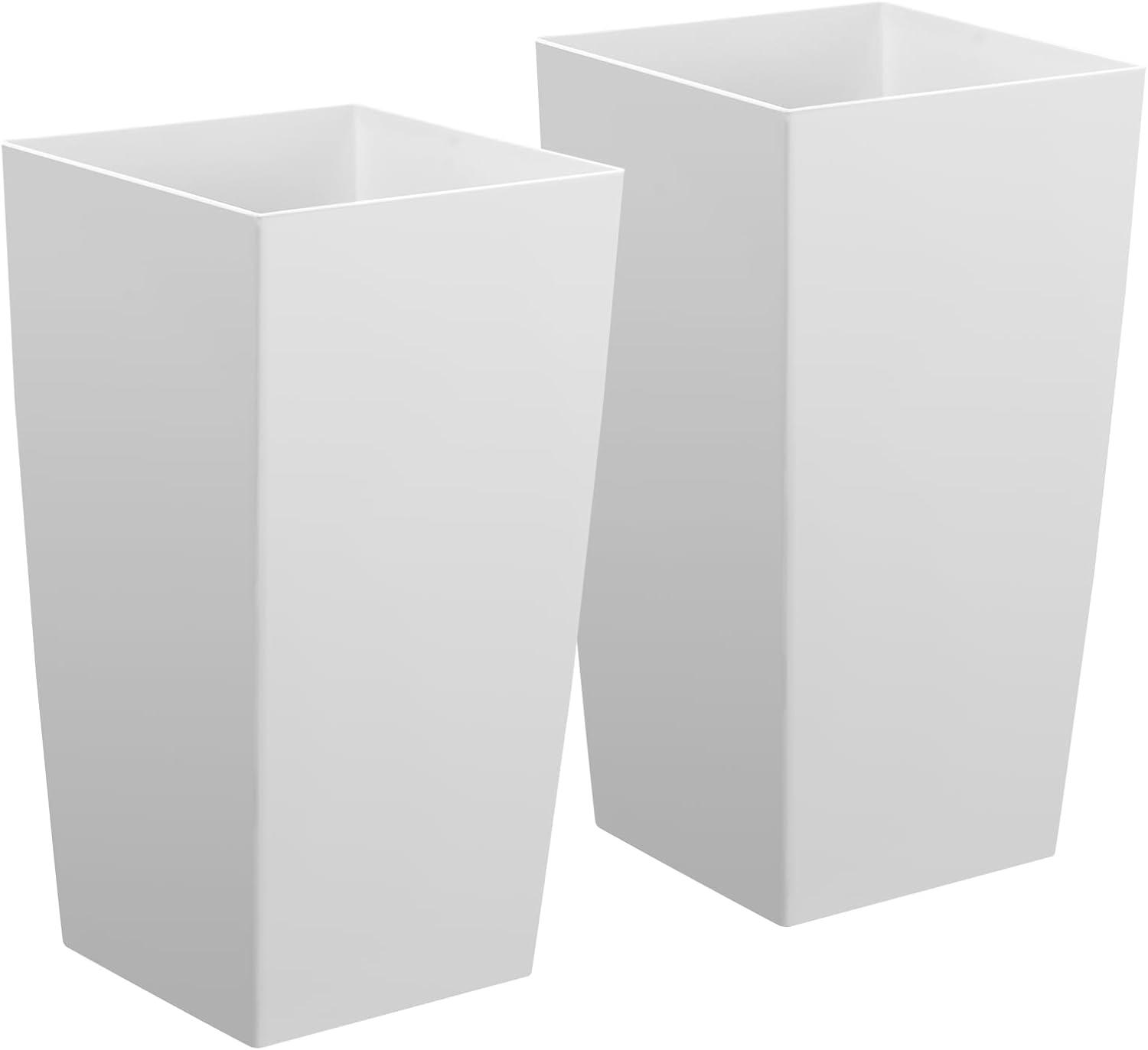image:imageVEVOR Set of 2 Tall Outdoor Planters 21 H Round Large Planters for Front Porch and Patio Stone Finish Flower Tree Plant PotsWhite