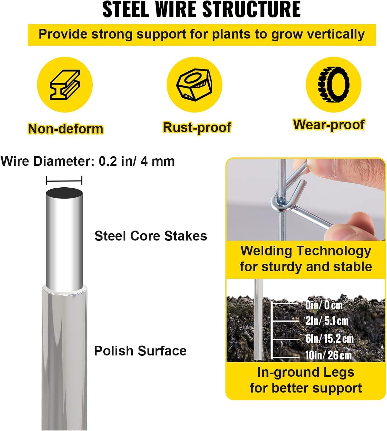 image:imageVEVOR Tomato Cages 118 x 118 x 461 10 Packs Square Plant Support Cages Silver PVCCoated Steel Tomato Towers for Climbing Vegetables Plants Flowers FruitsSilver