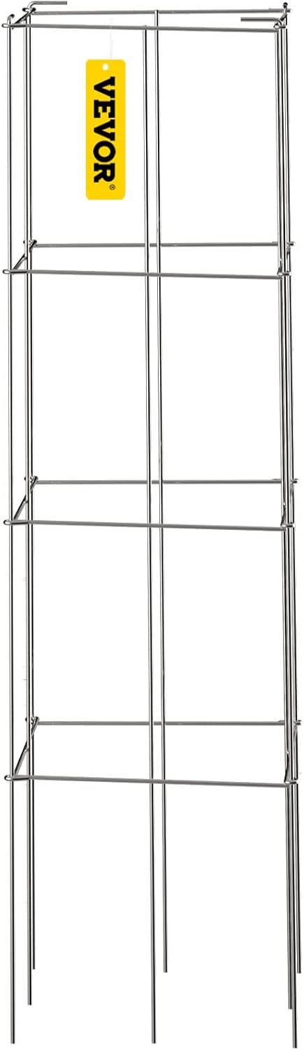 image:imageVEVOR Tomato Cages 118 x 118 x 461 10 Packs Square Plant Support Cages Silver PVCCoated Steel Tomato Towers for Climbing Vegetables Plants Flowers FruitsSilver