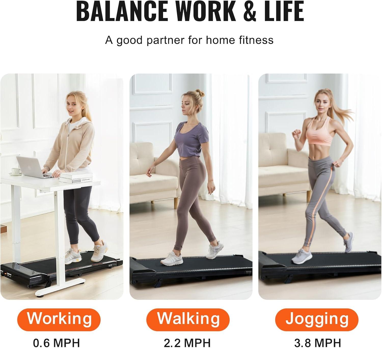 image:imageVEVOR Walking Pad with Handle Bar Under Desk Treadmill for Home Office 25HP Walking Jogging Running Machine Speed 6276MPH Folding Treadmill with Remote Control and LED DisplayRed