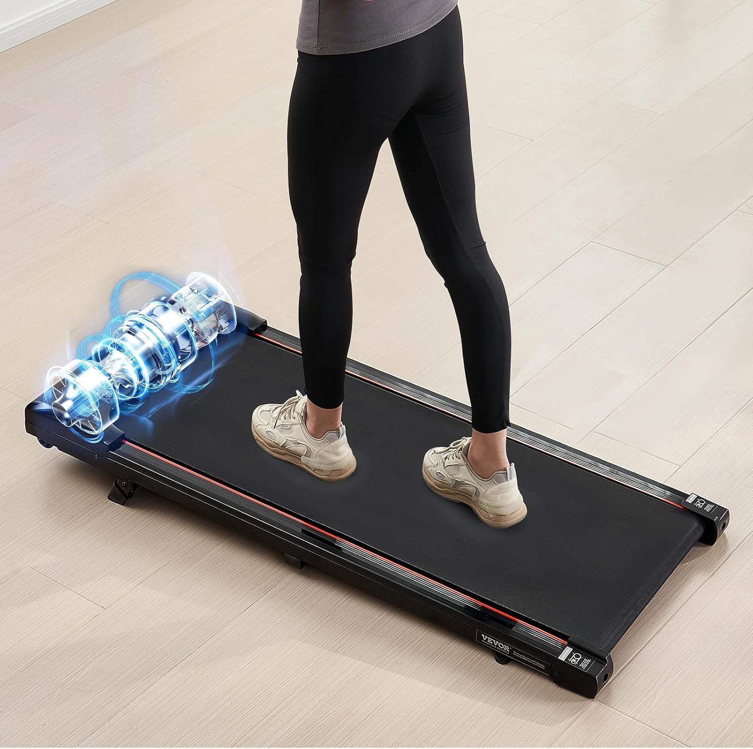 image:imageVEVOR Walking Pad with Handle Bar Under Desk Treadmill for Home Office 25HP Walking Jogging Running Machine Speed 6276MPH Folding Treadmill with Remote Control and LED DisplayRed