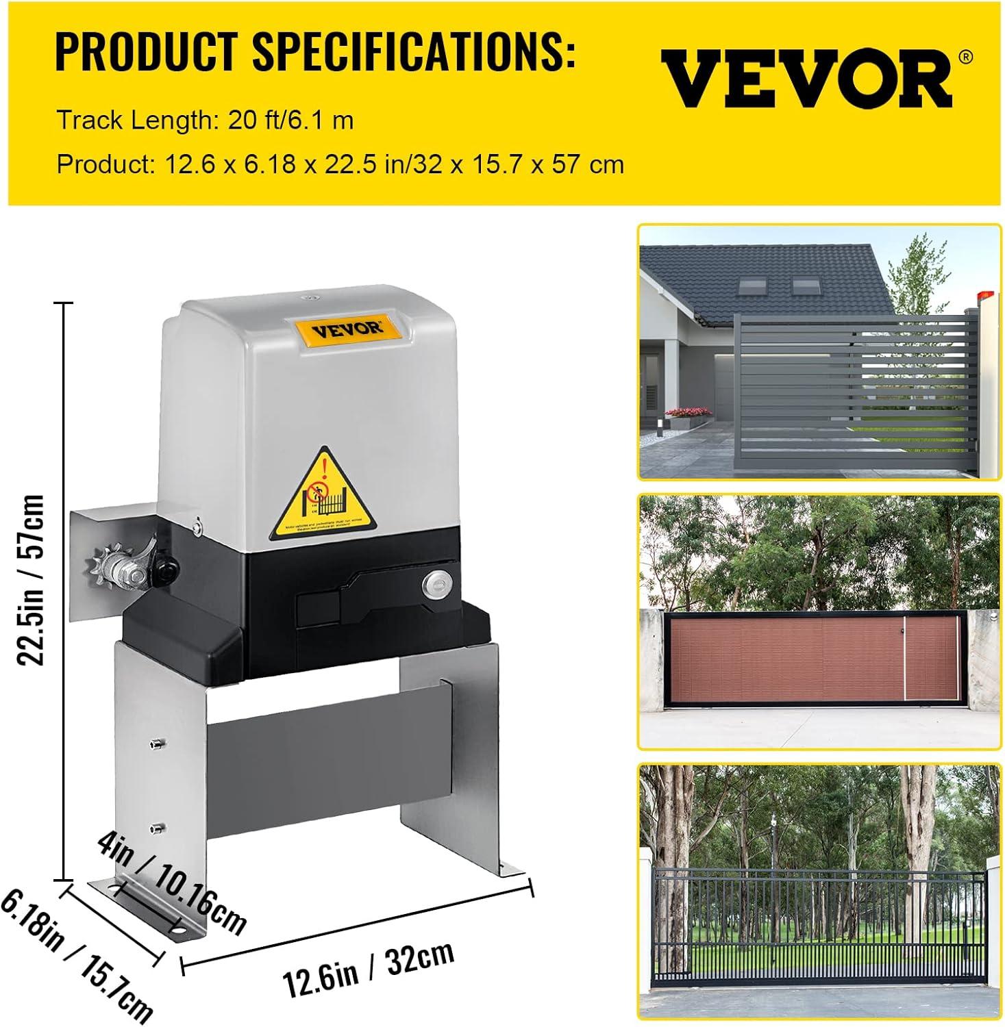 image:imageVevor Automatic Sliding Gate Opener 1400LBS with 2 Remote Controls Gate Operator Hardware Kit for Security Move Speed 43ft Per Min Electric Rolling Driveway Slide Gate MotorSilver