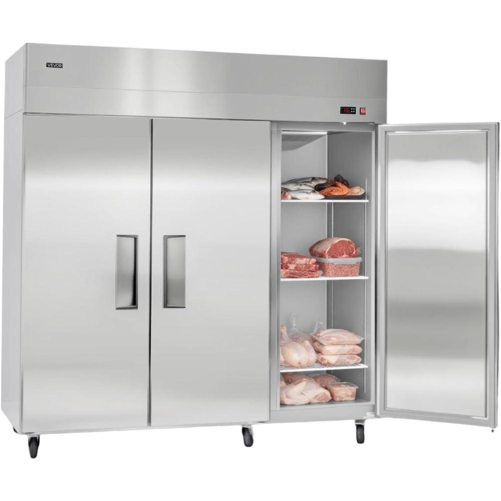image:imageVEVOR Commercial ReachIn Refrigerator 48 W 32 CuFt Stainless Steel Upright Refrigerator with 4 Doors AutoDefrost 6 Adjustable Shelves 32 to 50 Temp Control UL Certified72w 52 Cuft Three Doorsfreezer