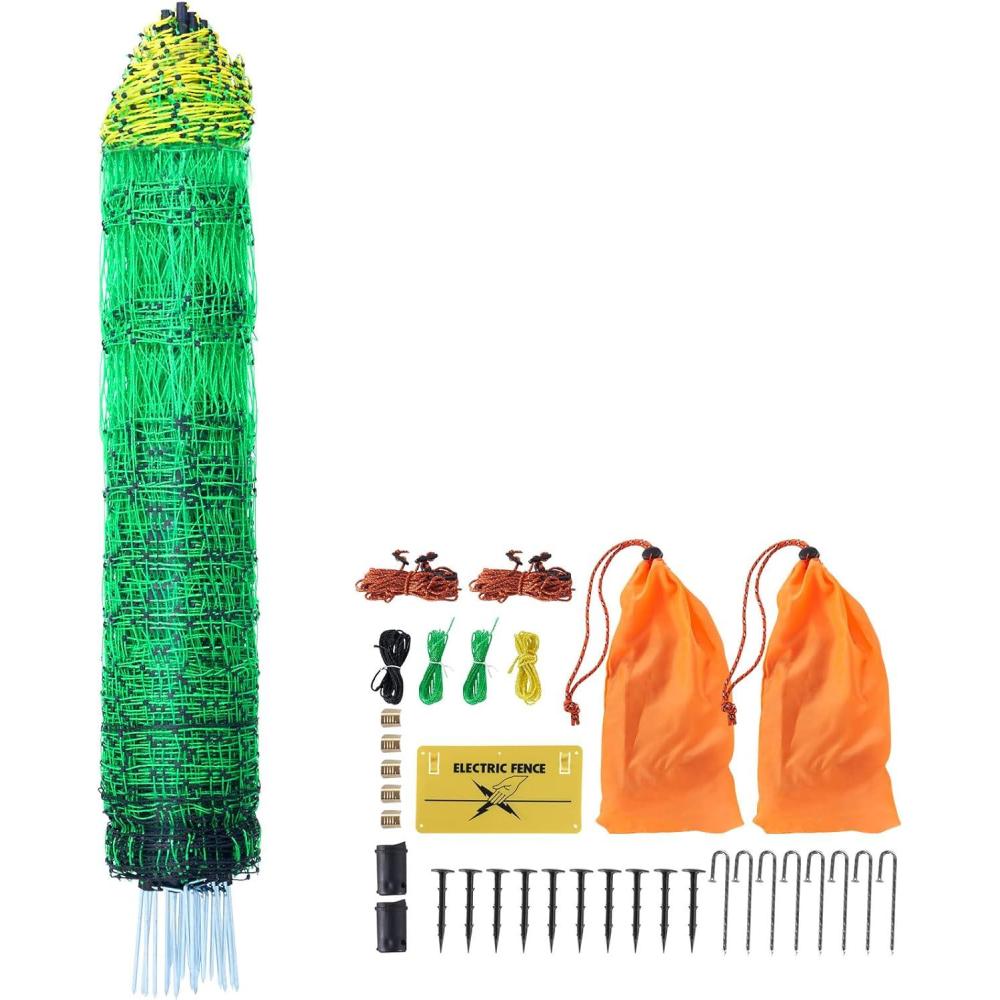 image:imageVEVOR Electric Fence Netting 42H x 164L PE Net Fencing with Posts and DoubleSpiked Stakes Utility Portable Mesh for Goats Sheep Lambs Deer Hogs Dogs for Farms Backyards and Ranches42h X 164l