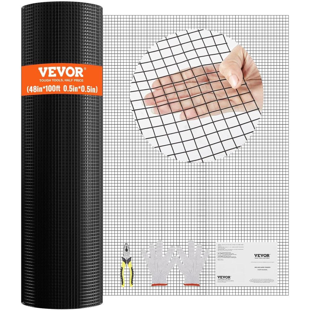 image:imageVEVOR Hardware Cloth 48 x 50 12inch Galvanized Wire Mesh Roll 19 Gauge Chicken Wire Fence Roll Vinyl Coating Metal Wire Mesh for Chicken Coop Barrier Rabbit Snake Fences Poultry Enclosures12inch 48 X 100