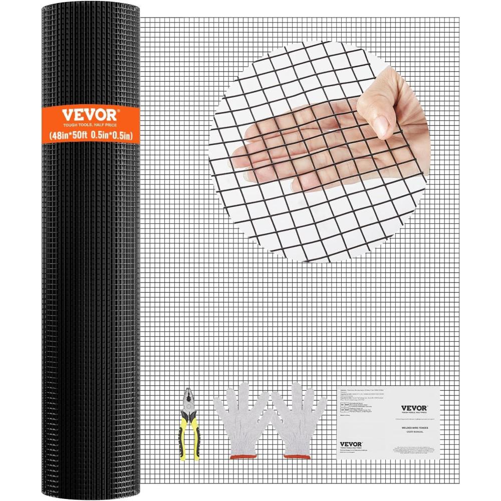 image:imageVEVOR Hardware Cloth 48 x 50 12inch Galvanized Wire Mesh Roll 19 Gauge Chicken Wire Fence Roll Vinyl Coating Metal Wire Mesh for Chicken Coop Barrier Rabbit Snake Fences Poultry Enclosures12inch 48 x 50