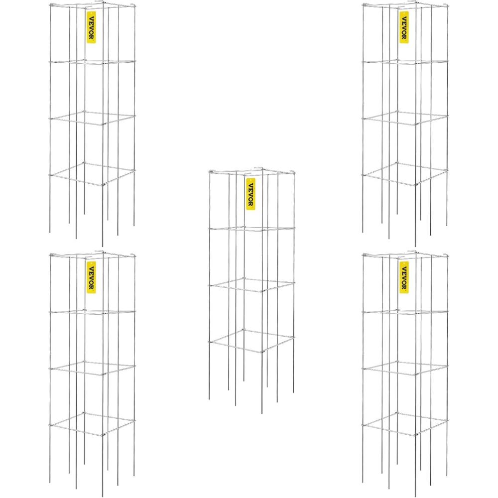 image:imageVEVOR Tomato Cages 118 x 118 x 461 10 Packs Square Plant Support Cages Silver PVCCoated Steel Tomato Towers for Climbing Vegetables Plants Flowers FruitsSilver