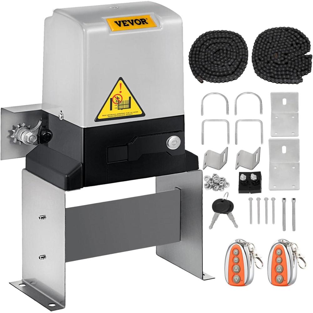 image:imageVevor Automatic Sliding Gate Opener 1400LBS with 2 Remote Controls Gate Operator Hardware Kit for Security Move Speed 43ft Per Min Electric Rolling Driveway Slide Gate MotorSilver