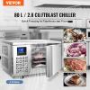 VEVOR 114 L Blast Chiller, 5 Trays Commercial Flash Freezers, <-31~68°F> 4 Modes Chest Shock Frozen, 304 Stainless Steel Flash Freezer, 360° Defrost Blast Chiller with Caster for Seafood, Ice Cream(80L)