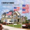 VEVOR 20FT Telescoping Flag Pole Kit, Heavy Duty Aluminum Alloy in Ground Flag Poles for Outside, 3 Display Modes Flagpole with 3×5 American Flag, Professional Accessories, Silver(Silver)
