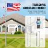 VEVOR 20FT Telescoping Flag Pole Kit, Heavy Duty Aluminum Alloy in Ground Flag Poles for Outside, 3 Display Modes Flagpole with 3×5 American Flag, Professional Accessories, Silver(Silver)