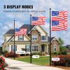 VEVOR 20FT Telescoping Flag Pole Kit, Heavy Duty Aluminum Alloy in Ground Flag Poles for Outside, 3 Display Modes Flagpole with 3×5 American Flag, Professional Accessories, Silver(Black)
