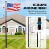 VEVOR 20FT Telescoping Flag Pole Kit, Heavy Duty Aluminum Alloy in Ground Flag Poles for Outside, 3 Display Modes Flagpole with 3×5 American Flag, Professional Accessories, Silver(Black)