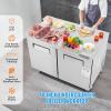 VEVOR 48″ W Commercial Freezer Worktop, 12.9 Cu. Ft Undercounter Freezers with/Casters, <0~-8℉>Defrost Frozen Prep Table, 2 Doors Stainless Steel Food Frozen Prep Station for Restaurant, Diner, Bar