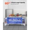 VEVOR 60″ W Commercial Freezer, 14.8 Cu.Ft Worktop Freezers Undercounter with LED Auto Lighting and Lockable Door, 2 Doors Food Freezing Prep Worktable, Stainless Steel Prep Frozen Table with Casters