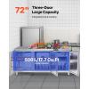 VEVOR 72″ W Commercial Freezer, 17.7 Cu.Ft Worktop Freezers Undercounter with LED Auto Lighting and Lockable Door, 3 Doors Food Freezing Prep Worktable, Stainless Steel Prep Frozen Table with Casters