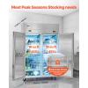 VEVOR Commercial Reach-In Refrigerator 48″ W, 32 Cu.Ft Stainless Steel Upright Refrigerator with 4 Doors, Auto-Defrost, 6 Adjustable Shelves, 32 to 50℉ Temp Control, UL Certified(48″w 32 Cu.ft Double Doors-combo)