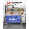 VEVOR Commercial Refrigerator, 44″ W Pizza Prep Refrigerated Table, 19.3″ Ultra Wide Countertop Food Prep Cooler, 11 Cu.Ft Single Door Salad Prep Fridge, 6 Pans Pizza Make Worktop with Cutting Board(67″W Pizza Prep Refrigerator)