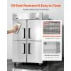 VEVOR Commercial Refrigerator and Freezer Combo 48″ W, 31 Cu.Ft Stainless Steel Upright Freezer/Refrigerator with 4 Doors, Auto-Defrost, 6 Adjustable Shelves, UL Certified