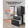 VEVOR French Door Refrigerator, 18.9 Cu. Ft. Kitchen Fridge, Counter Depth French Refrigerator with LED Display and 4 Casters, Frost-Free Bottom Freezer Refrigerators for Home & Commercial Use, Black(18.9 Cu.Ft.)